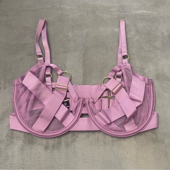 New! Victoria's Secret Very Sexy Purple Unlined Strappy Demi Bra 10310 - Picture 4 of 9